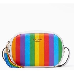 NWT Kate Spade Kourtney Rainbow Stripe Crossbody Camera Bag